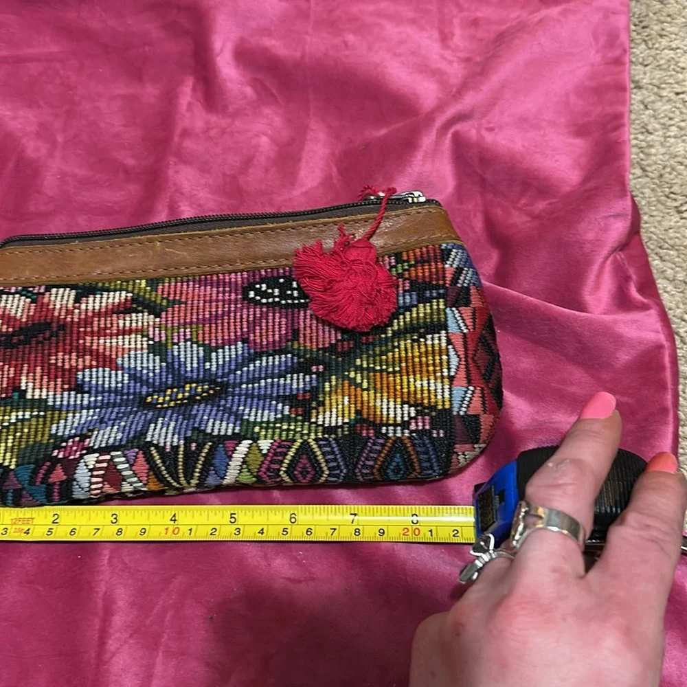 HANDMADE LEATHER and needle point bag